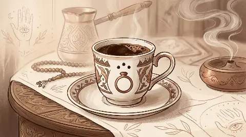 ما تفسير ثلاث نقاط فوق خاتم في الفنجان لموعد الارتباط؟
