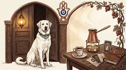 ما تفسير رؤية كلب أبيض يحرس باب المنزل في المنام؟