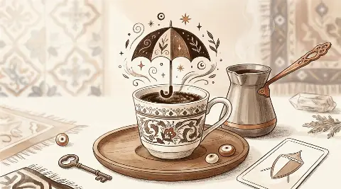 ما تفسير شكل المظلة في قراءة الفنجان؟