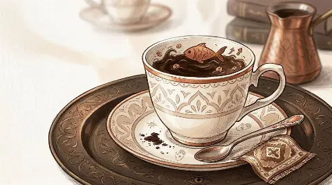 ما تفسير ظهور السمكة عند حافة الفنجان في المال؟