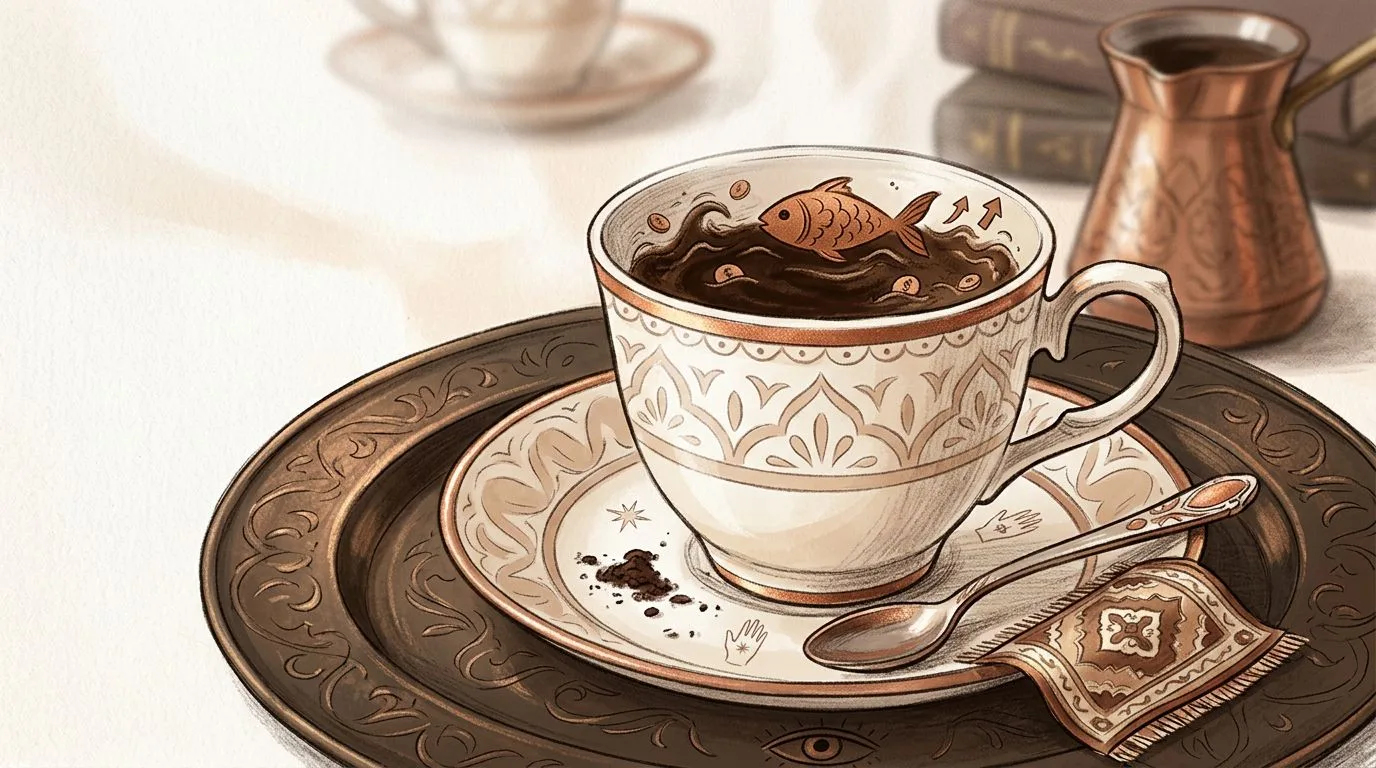 ما تفسير ظهور السمكة عند حافة الفنجان في المال؟