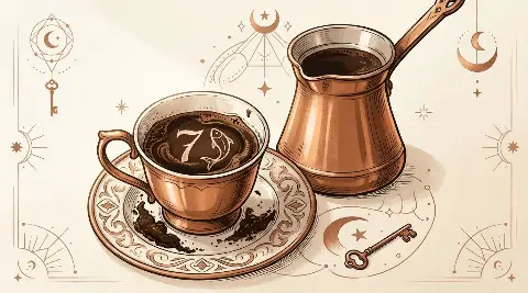 ما دلالة الرقم سبعة بجانب السمكة في الفنجان للمال؟