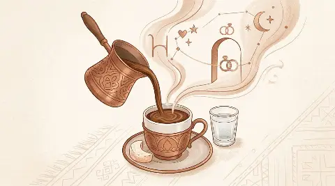 ما دلالة حاكم البيت الخامس في البيت السابع على الحب والزواج؟