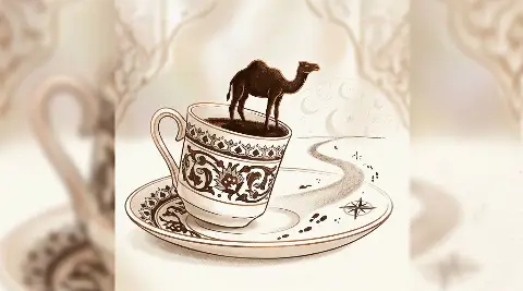 ماذا يعني شكل الجمل عند حافة الفنجان للسفر؟