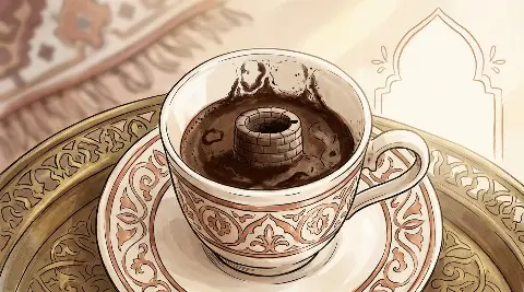 شكل البئر يتكوّن من ثُفل القهوة داخل الفنجان
