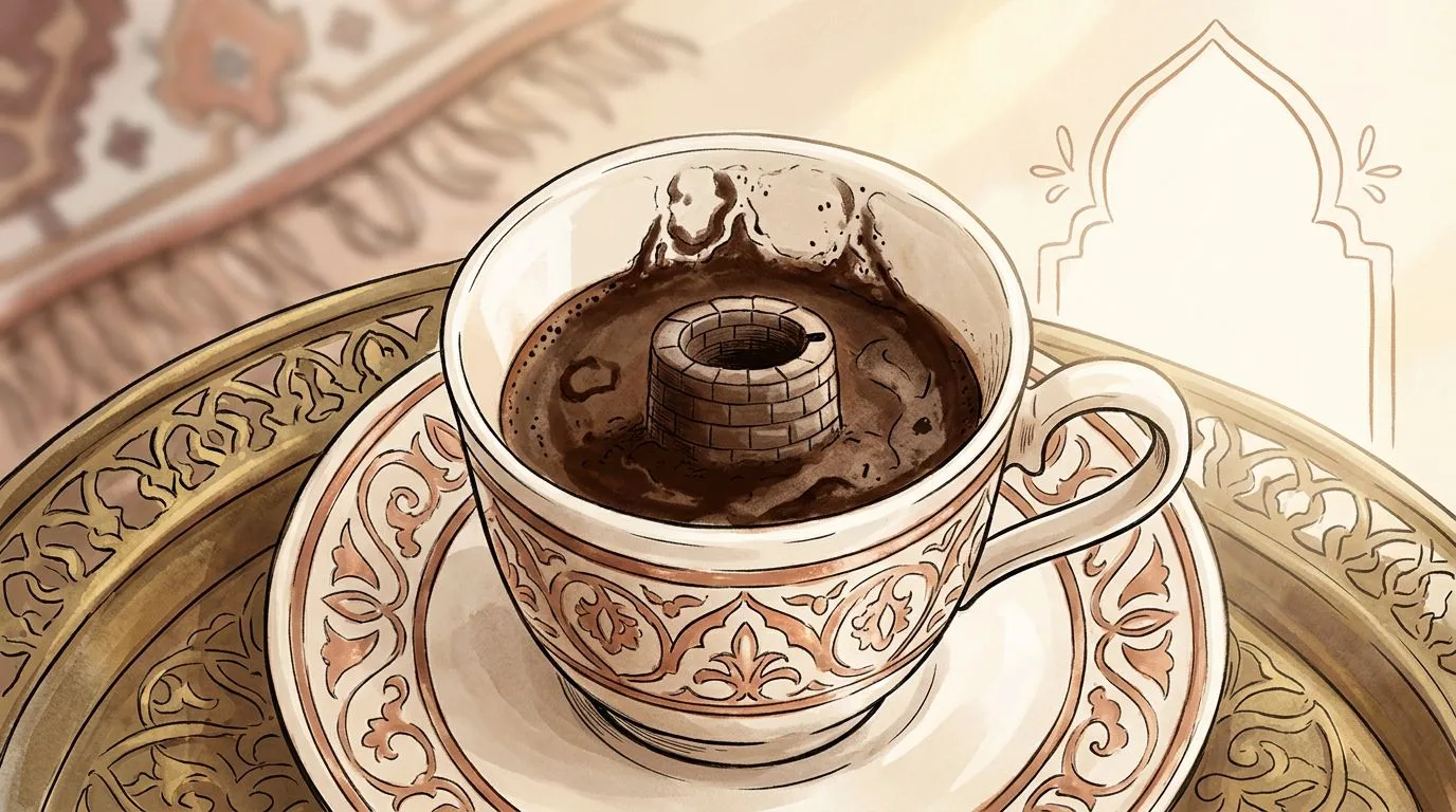 شكل البئر يتكوّن من ثُفل القهوة داخل الفنجان