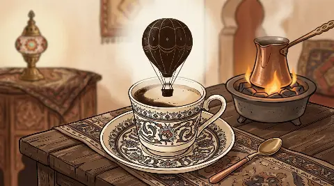 شكل البالون يتكوّن من ثُفل القهوة داخل الفنجان