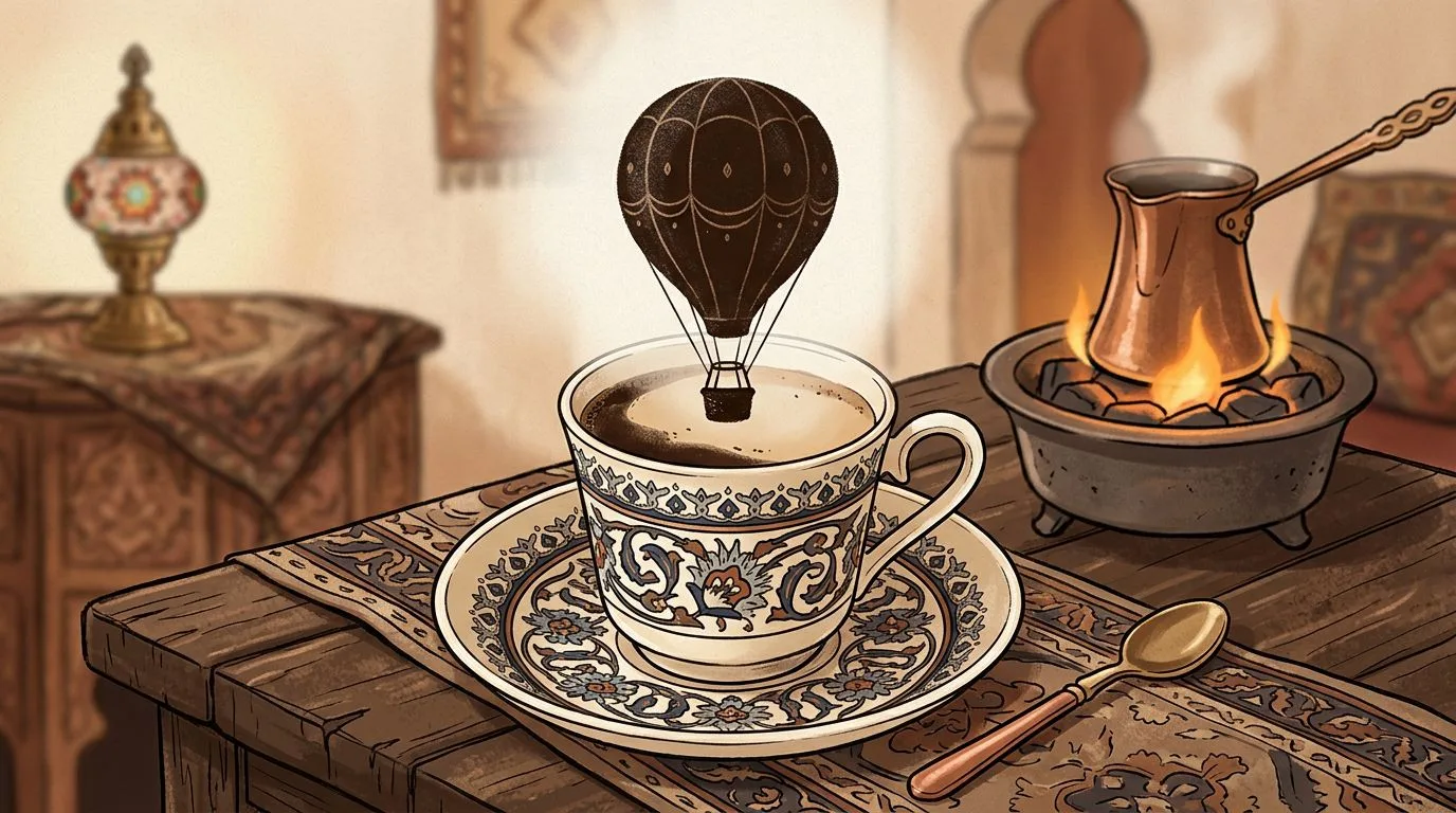 شكل البالون يتكوّن من ثُفل القهوة داخل الفنجان