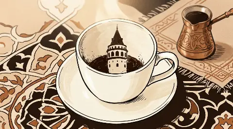 شكل البرج يتكوّن من ثُفل القهوة داخل الفنجان