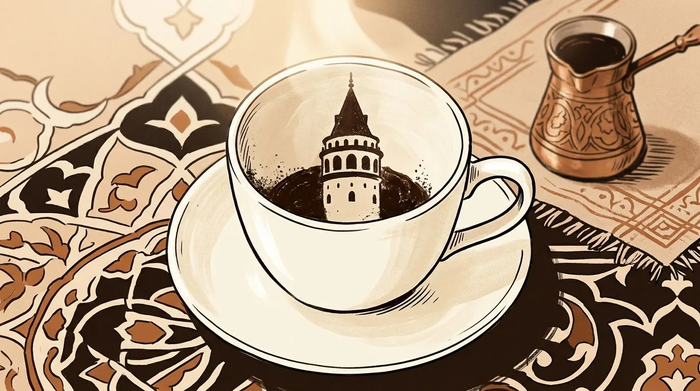 شكل البرج يتكوّن من ثُفل القهوة داخل الفنجان