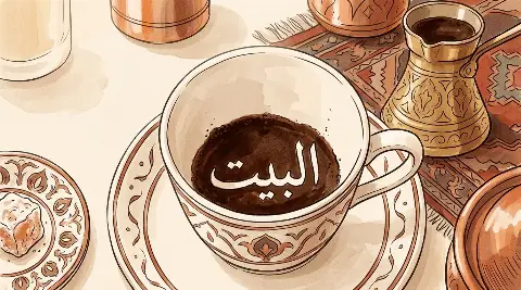 شكل البيت يتكوّن من ثُفل القهوة داخل الفنجان