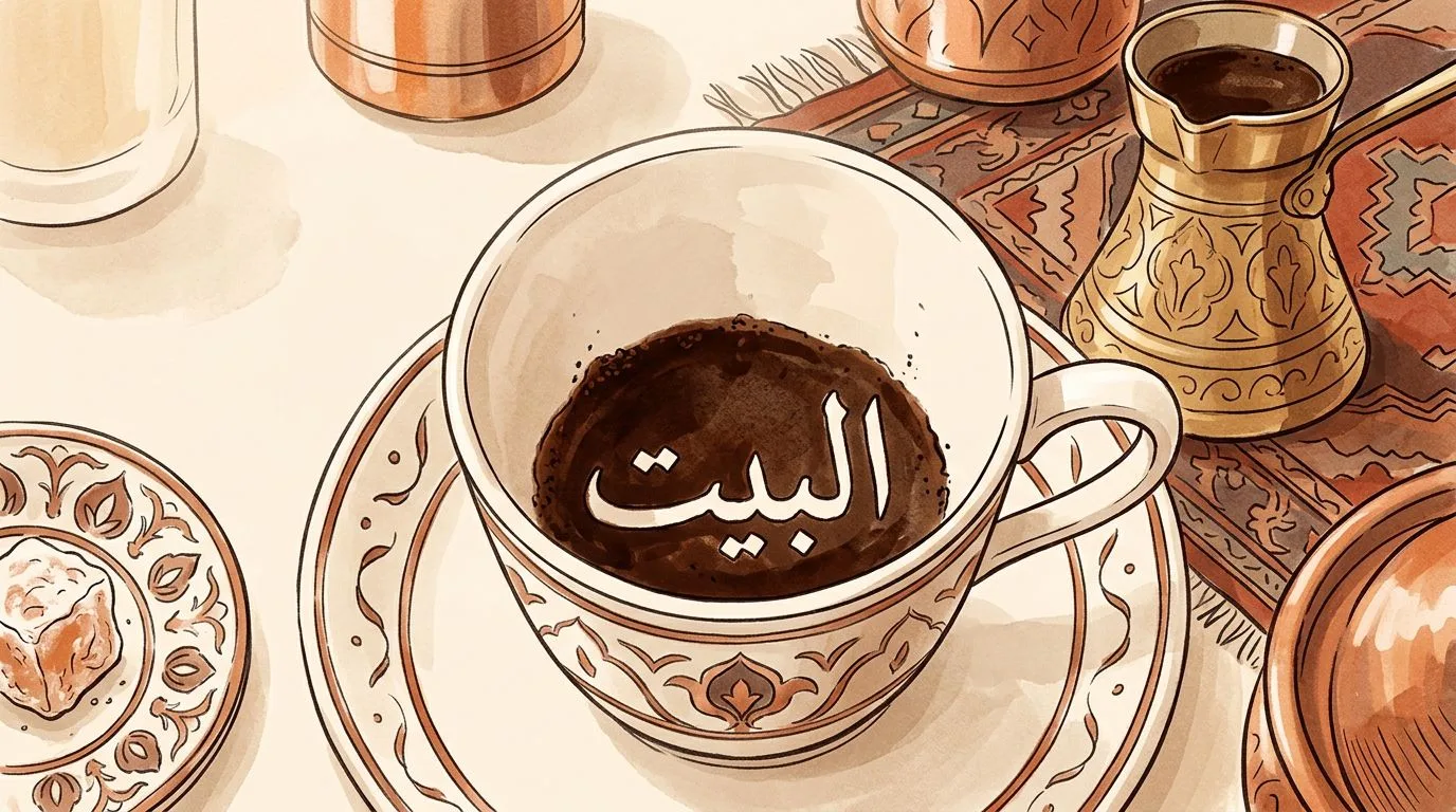 شكل البيت يتكوّن من ثُفل القهوة داخل الفنجان