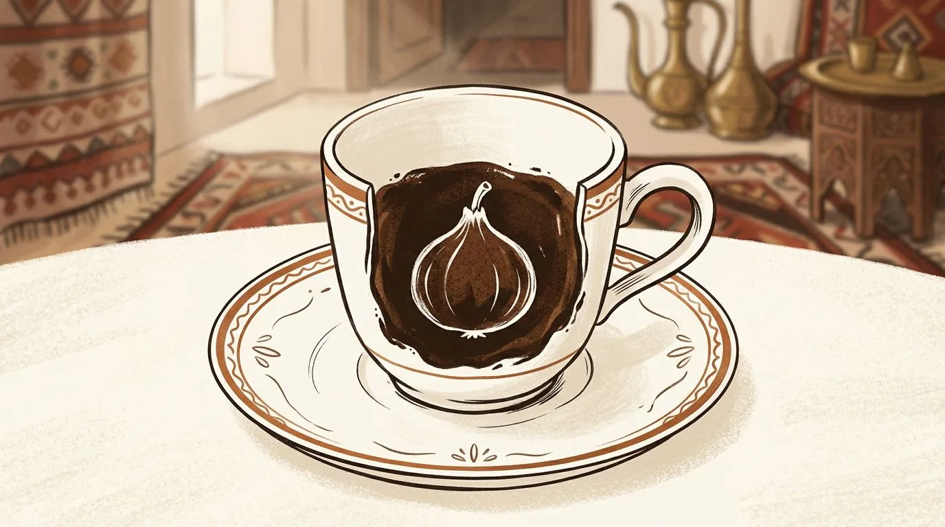 شكل الثمرة يتكوّن من ثُفل القهوة داخل الفنجان