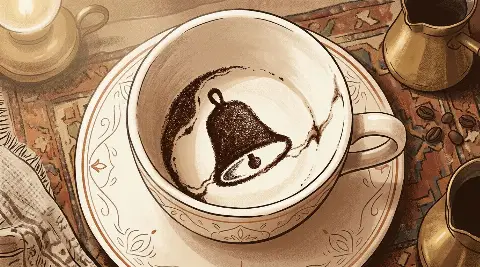 شكل الجرس يتكوّن من ثُفل القهوة داخل الفنجان