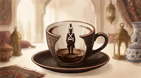 شكل الجندي يتكوّن من ثُفل القهوة داخل الفنجان