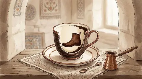 شكل الحذاء يتكوّن من ثُفل القهوة داخل الفنجان