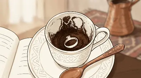 شكل الخاتم يتكوّن من ثُفل القهوة داخل الفنجان