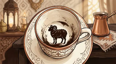 شكل الخروف يتكوّن من ثُفل القهوة داخل الفنجان