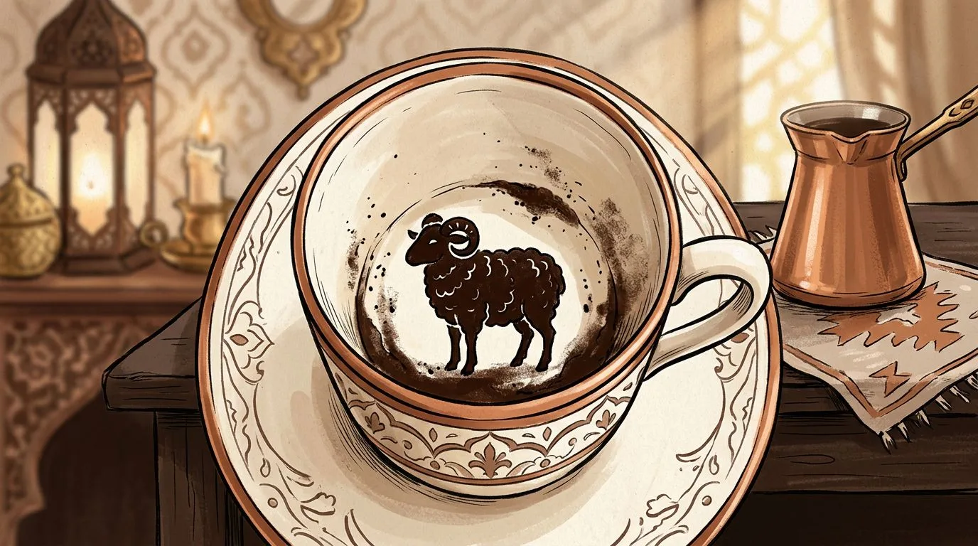 شكل الخروف يتكوّن من ثُفل القهوة داخل الفنجان