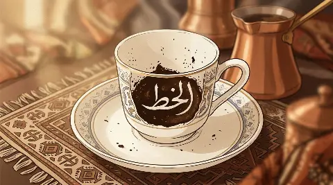 شكل الخطّ يتكوّن من ثُفل القهوة داخل الفنجان