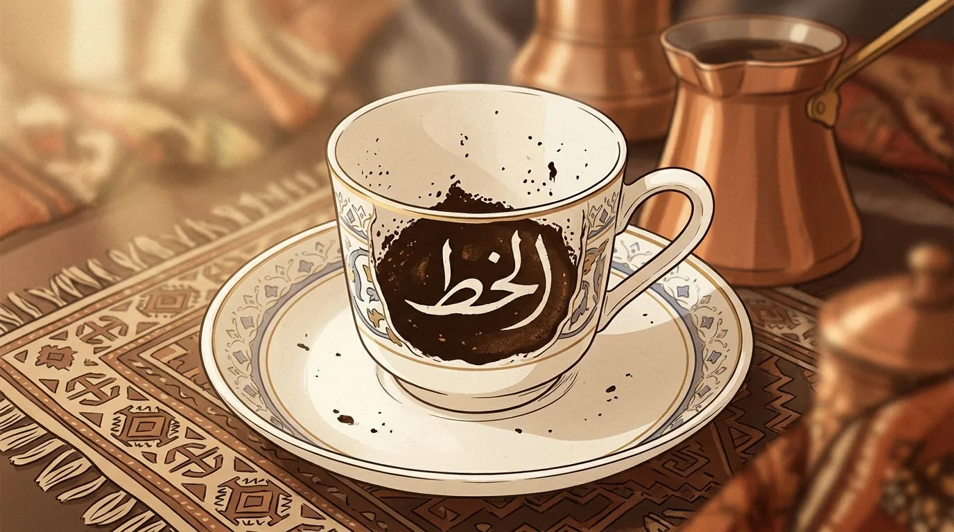 شكل الخطّ يتكوّن من ثُفل القهوة داخل الفنجان