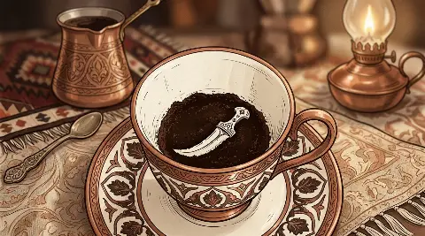 شكل الخنجر يتكوّن من ثُفل القهوة داخل الفنجان
