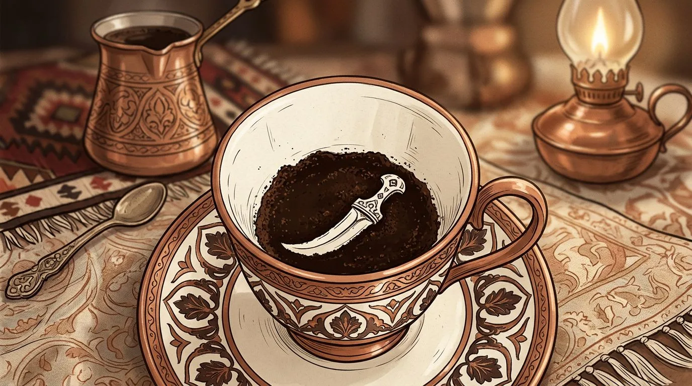 شكل الخنجر يتكوّن من ثُفل القهوة داخل الفنجان