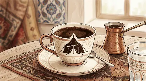 شكل الخيمة يتكوّن من ثُفل القهوة داخل الفنجان