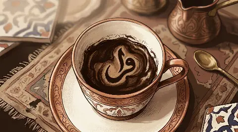 شكل الدعوة يتكوّن من ثُفل القهوة داخل الفنجان