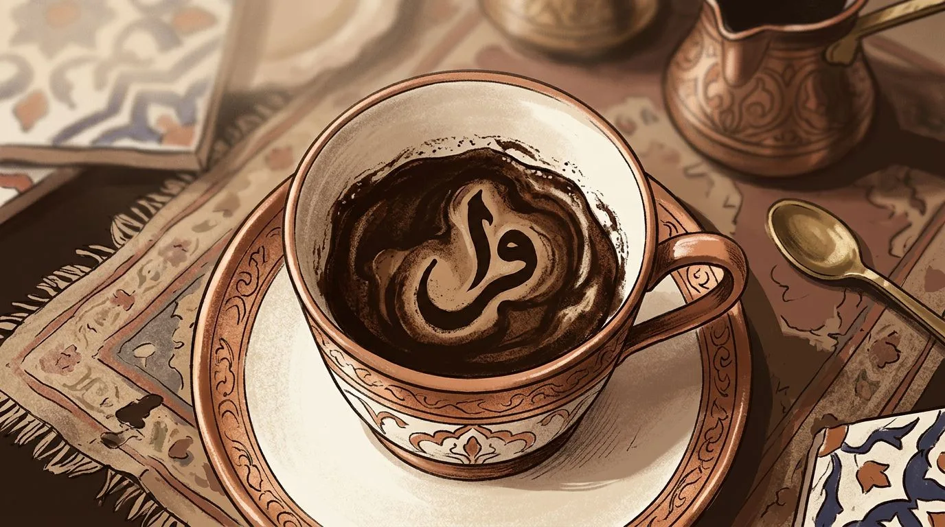 شكل الدعوة يتكوّن من ثُفل القهوة داخل الفنجان