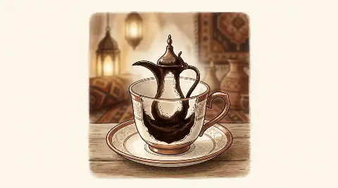 شكل الدلّة يتكوّن من ثُفل القهوة داخل الفنجان