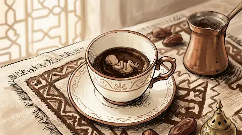 شكل الرضيع يتكوّن من ثُفل القهوة داخل الفنجان