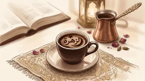 شكل الزهرة يتكوّن من ثُفل القهوة داخل الفنجان