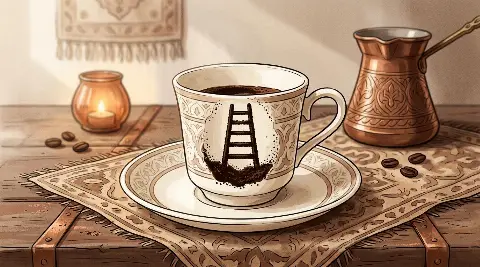 شكل السلّم يتكوّن من ثُفل القهوة داخل الفنجان