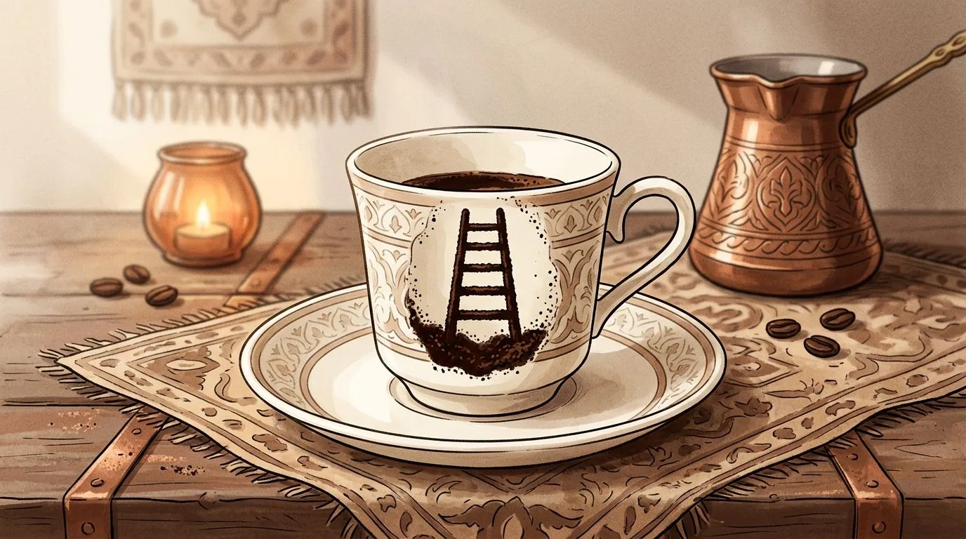 شكل السلّم يتكوّن من ثُفل القهوة داخل الفنجان