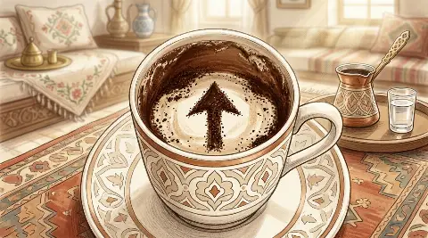 شكل السهم يتكوّن من ثُفل القهوة داخل الفنجان