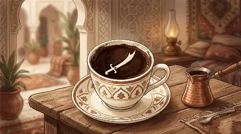 شكل السيف يتكوّن من ثُفل القهوة داخل الفنجان