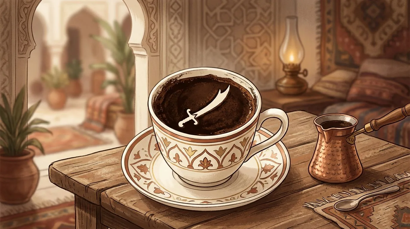 شكل السيف يتكوّن من ثُفل القهوة داخل الفنجان