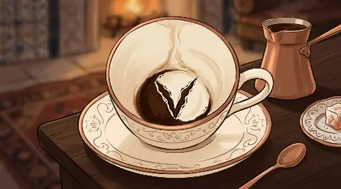 شكل الشقّ يتكوّن من ثُفل القهوة داخل الفنجان