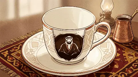 شكل الشيخ يتكوّن من ثُفل القهوة داخل الفنجان