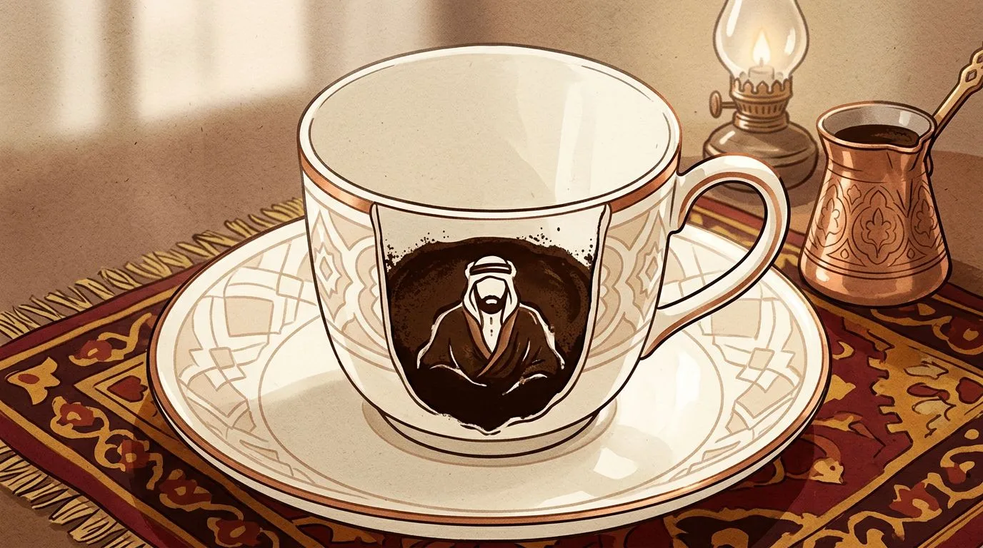 شكل الشيخ يتكوّن من ثُفل القهوة داخل الفنجان
