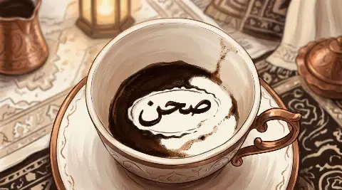 شكل الصحن يتكوّن من ثُفل القهوة داخل الفنجان