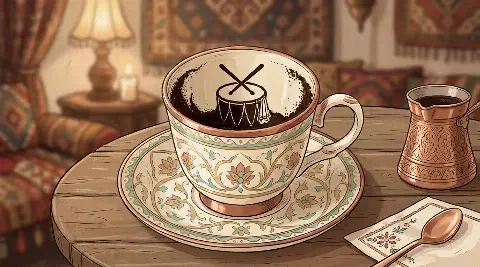شكل الطبل يتكوّن من ثُفل القهوة داخل الفنجان