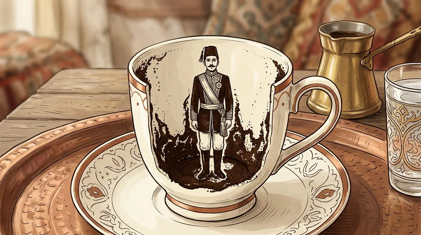 شكل العريس يتكوّن من ثُفل القهوة داخل الفنجان
