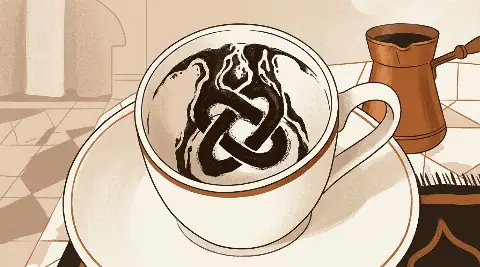 شكل العقدة يتكوّن من ثُفل القهوة داخل الفنجان