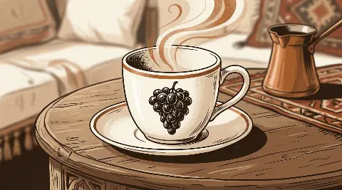 شكل العنب يتكوّن من ثُفل القهوة داخل الفنجان