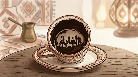 شكل الغابة يتكوّن من ثُفل القهوة داخل الفنجان