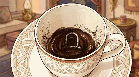 شكل القبر يتكوّن من ثُفل القهوة داخل الفنجان