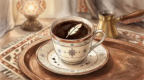 شكل القلم يتكوّن من ثُفل القهوة داخل الفنجان