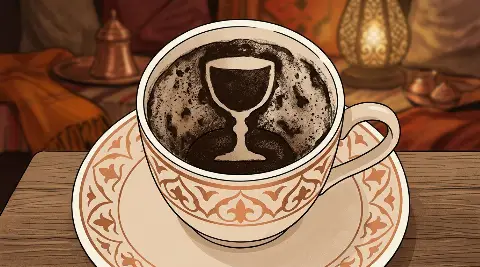 شكل الكأس يتكوّن من ثُفل القهوة داخل الفنجان